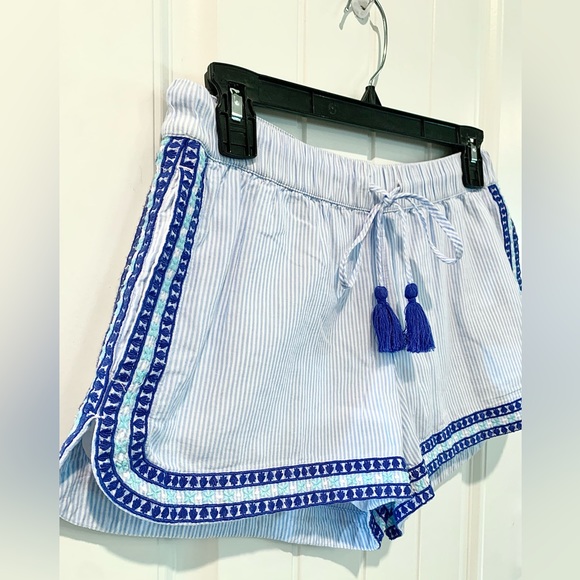 Vineyard Vines Sea Spray Blue Stripe Pull On Shorts Womens Sz Small Embroidered - Picture 2 of 10